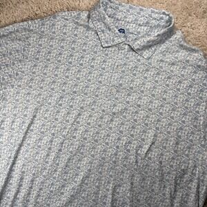 Onward Reserve Men Polo Shirt XL White Blue Transfusion Drink Print Coastal Golf